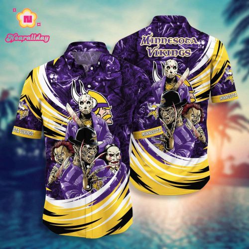 Minnesota Vikings NFL Halloween Horror Movies Hawaiian Shirts