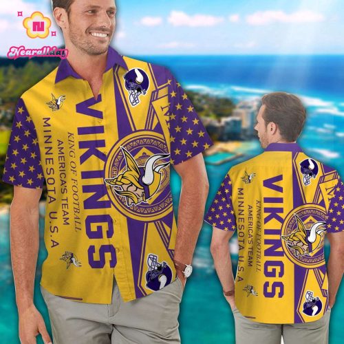 Minnesota Vikings Short Sleeve Button Up Tropical Aloha Hawaiian Shirt Set for Men Women Kids Gift