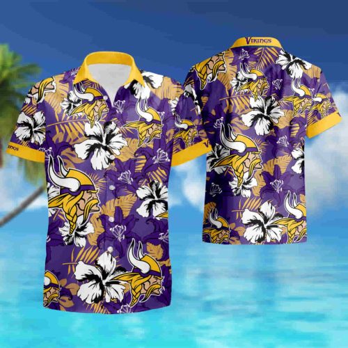 MINNESOTA VIKINGS TROPICAL FLOWER HAWAIIAN SHIRT WHITE MEN WOMEN BEACH WEAR SHORT SLEEVE HAWAII SHIRT 2023 summer shirt