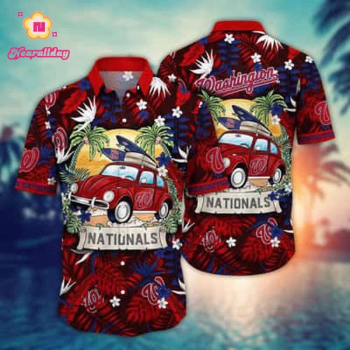 MLB Washington Nationals Hawaiian Shirt Palm Leaves Pattern Summer Aloha
