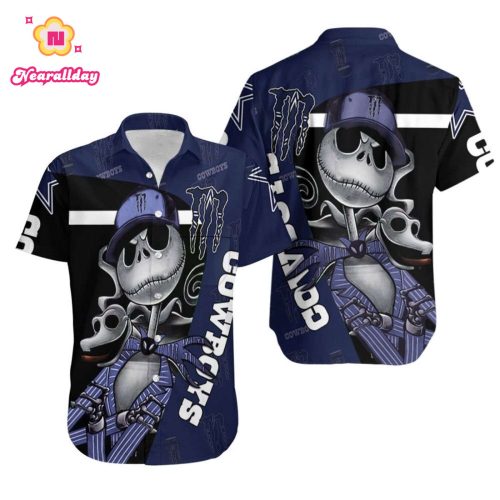 Monster Energy Logo Jack Skellington Dallas Cowboys 3D Hawaiian Shirt