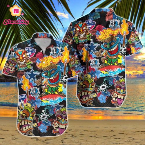 New Design Dallas Cowboys Mavericks Dallas Stars FC Hawaiian Shirt