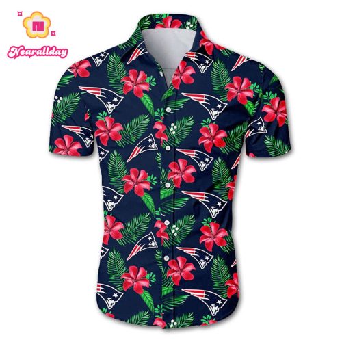 New England Patriots Hawaiian Shirt Floral Button Up