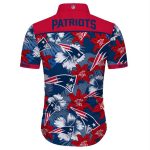 New England Patriots Hawaiian Shirt Tropical Flower Short Sleeve