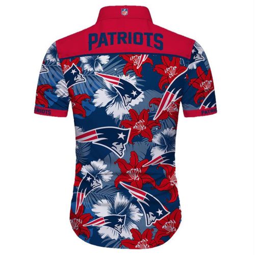 New England Patriots Hawaiian Shirt Tropical Flower Short Sleeve