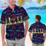 New England Patriots Name Personalized Short Sleeve Button Up Tropical Aloha Hawaiian Shirt Set for Men Women Kids