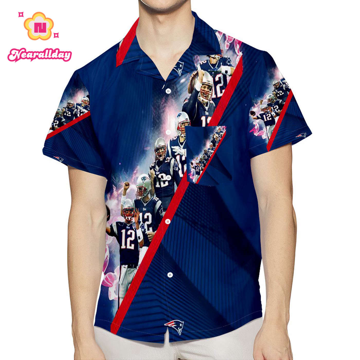 New England Patriots Tom Brady13 3D All Over Print Summer Beach Hawaiian Shirt With Pocket New England Patriots Tom Brady13 3D All Over Print Summer Beach Hawaiian Shirt With Pocket