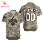 New Orleans Saints Camouflage Veteran 3D Personalized Hawaiian Shirt