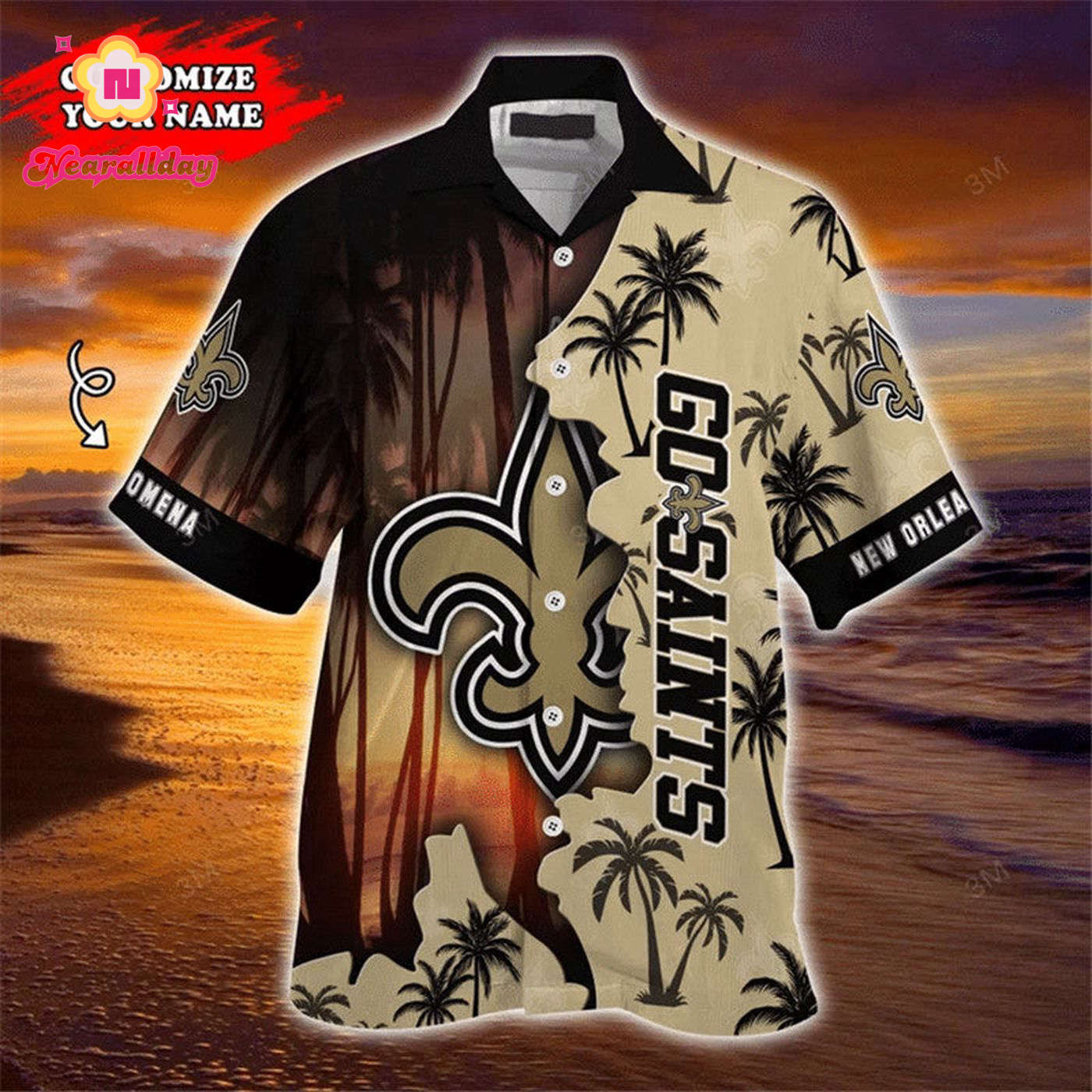New Orleans Saints Hawaiian Shirt Customize Your Name New Orleans Saints Hawaiian Shirt Customize Your Name