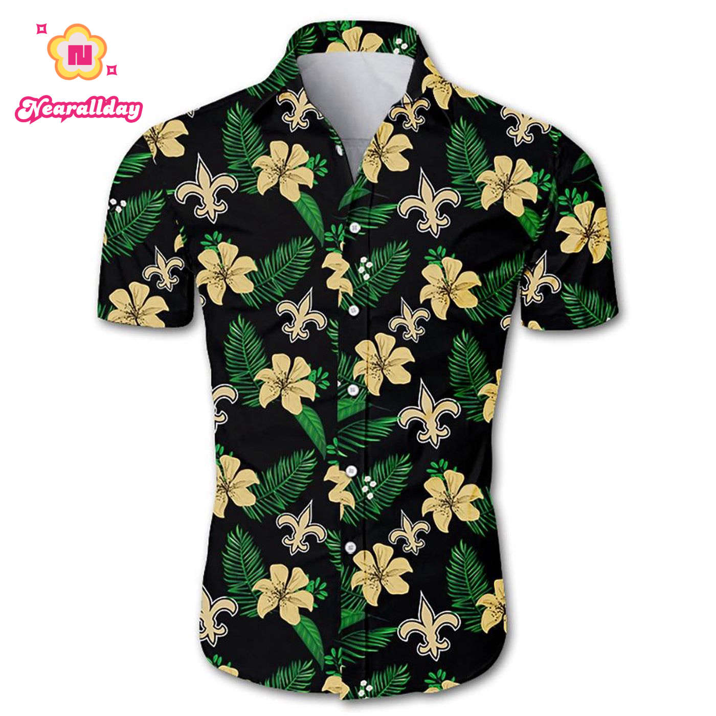 New Orleans Saints Hawaiian Shirt Floral Button Up New Orleans Saints Hawaiian Shirt Floral Button Up