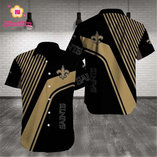 New Orleans Saints Hawaiian Shirts Pattern Stripe