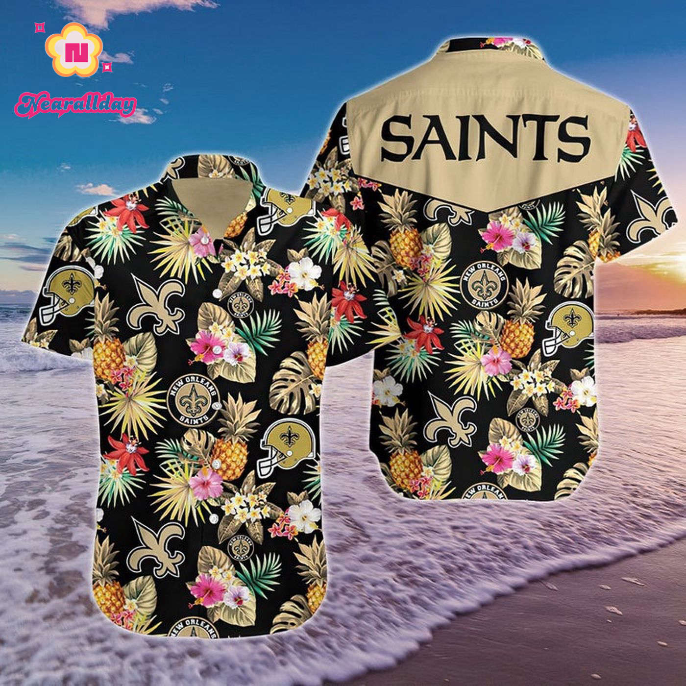 New Orleans Saints Pinneapple Hawaiian Shirt New Orleans Saints Pinneapple Hawaiian Shirt