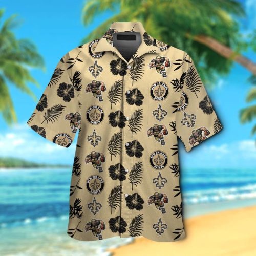 New Orleans Saints Short Sleeve Button Up Tropical Aloha Hawaiian Shirt Set for Men Women Kids Gift