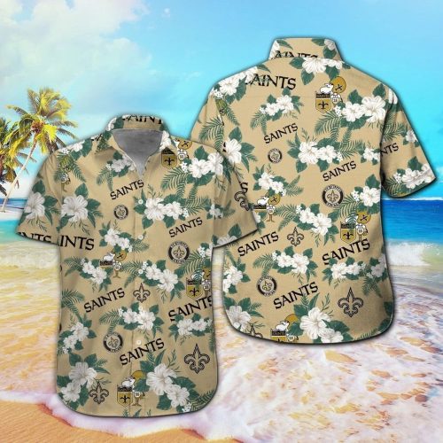 New Orleans Saints Short Sleeve Button Up Tropical Aloha Hawaiian Shirt Set for Men Women Kids Gift