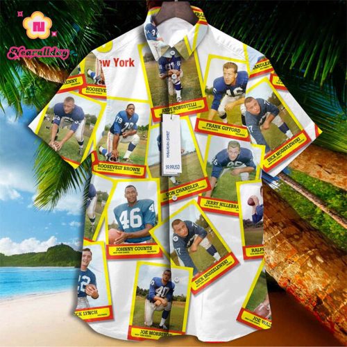 New York Giants 1963 Retrocards Set Vintage Aloha Hawaiian Shirt