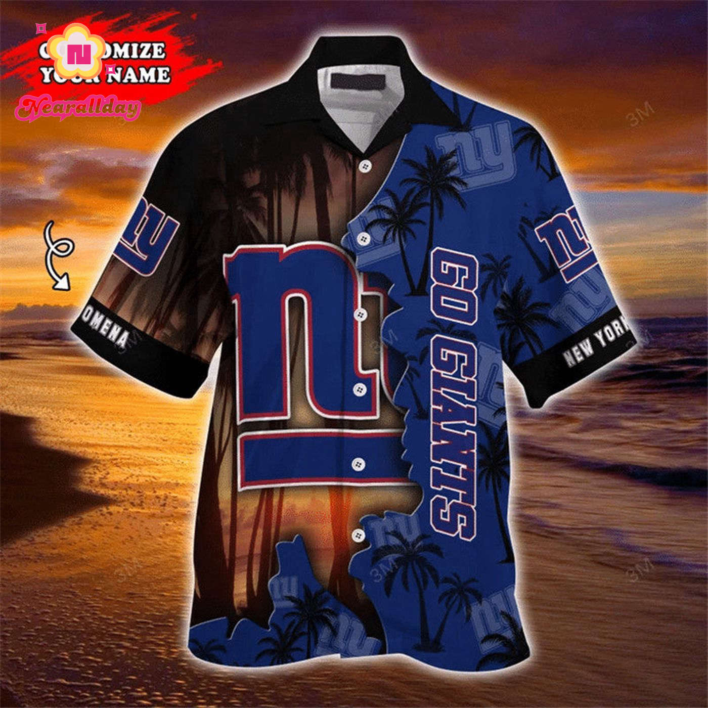 New York Giants Hawaiian Shirt Customize Your Name New York Giants Hawaiian Shirt Customize Your Name
