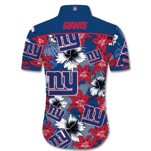 New York Giants Hawaiian Shirt Tropical Flower Short Sleeve