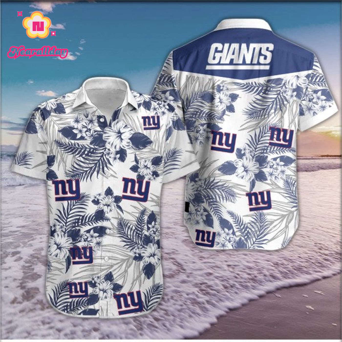 New York Giants Hawaiian Shirts Tropical Button Up New York Giants Hawaiian Shirts Tropical Button Up
