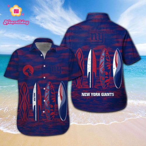 New York Giants Short Sleeve Button Up Tropical Aloha Hawaiian Shirt Set for Men Women Kids Gift