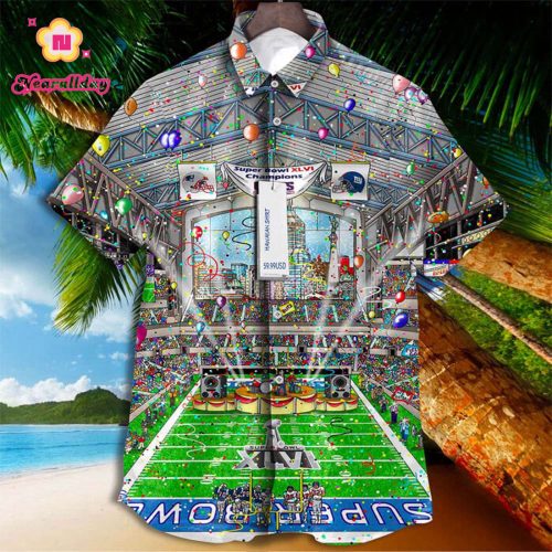 New York Giants Super Bowl Xlvi Retrocards Set Vintage Aloha Hawaiian Shirt