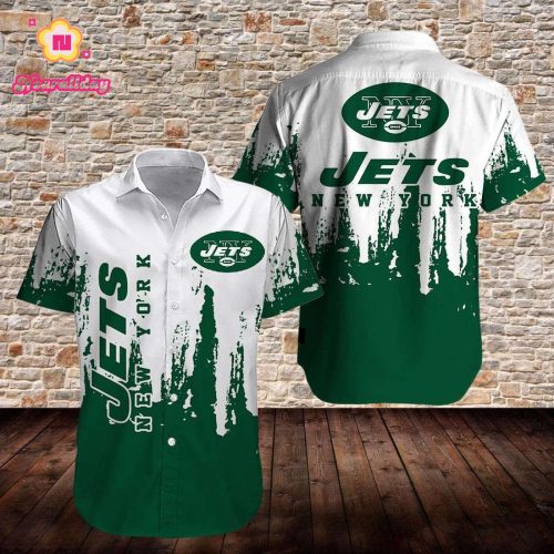 New York Jets White And Green Hawaiian Shirt