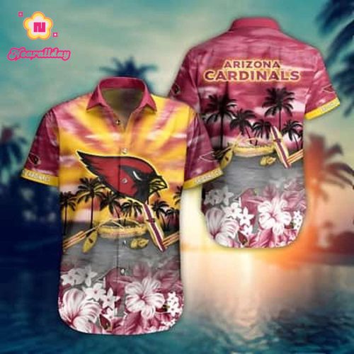 NFL Arizona Cardinals Hawaiian Shirt Flowers And Palm Trees Practical Beach Gift
