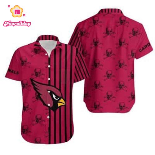 NFL Arizona Cardinals Hawaiian Shirt Stripes And Skull Beach Lovers Gift