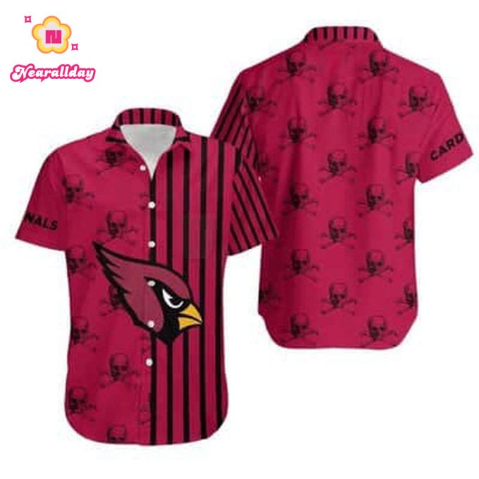 NFL Arizona Cardinals Hawaiian Shirt Stripes And Skull Beach Lovers Gift