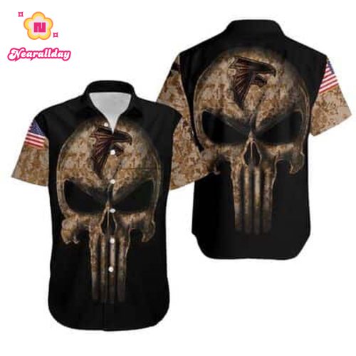 NFL Atlanta Falcons Hawaiian Shirt Camouflage Skull Gift For Football Fans