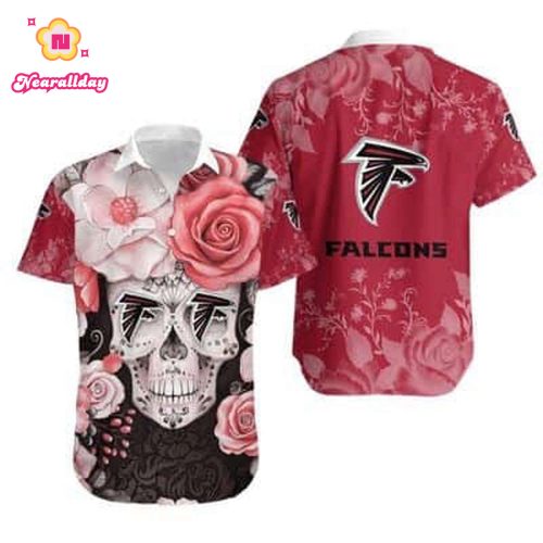 NFL Atlanta Falcons Hawaiian Shirt Rose Skull Summer Gift For Friend