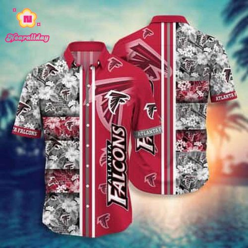NFL Atlanta Falcons Hawaiian Shirt Tropical Flower Pattern Aloha Summer Vacation Gift