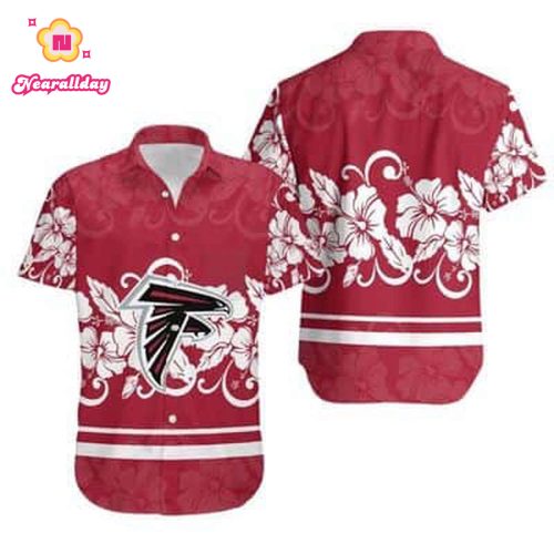 NFL Atlanta Falcons Hawaiian Shirt White Hibiscus Flowers Trendy Summer Gift
