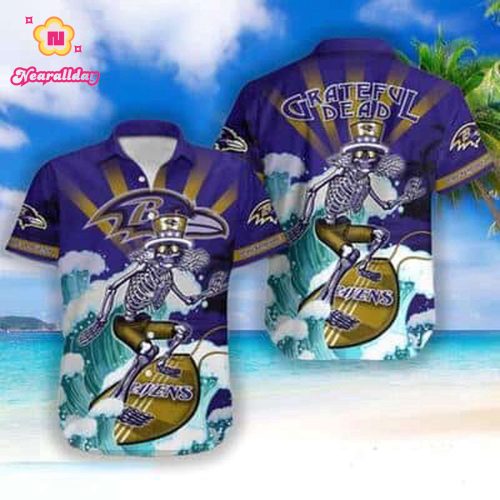 NFL Baltimore Ravens Hawaiian Shirt Funny Grateful Dead Summer Vacation Gift