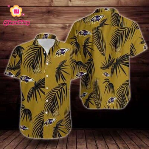 NFL Baltimore Ravens Hawaiian Shirt Palm Leaves Practical Beach Gift
