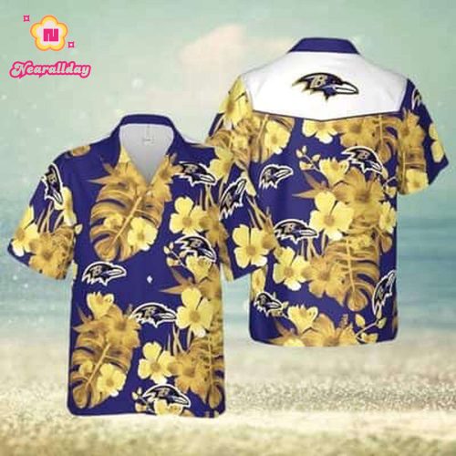NFL Baltimore Ravens Hawaiian Shirt Palm Leaves Trendy Summer Gift