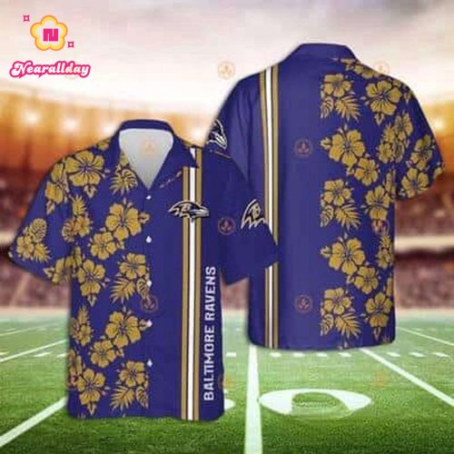 NFL Baltimore Ravens Hawaiian Shirt Tropical Flower Trendy Summer Gift