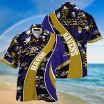 NFL Baltimore Ravens Purple Gold Hawaiian Shirt Aloha Shirt