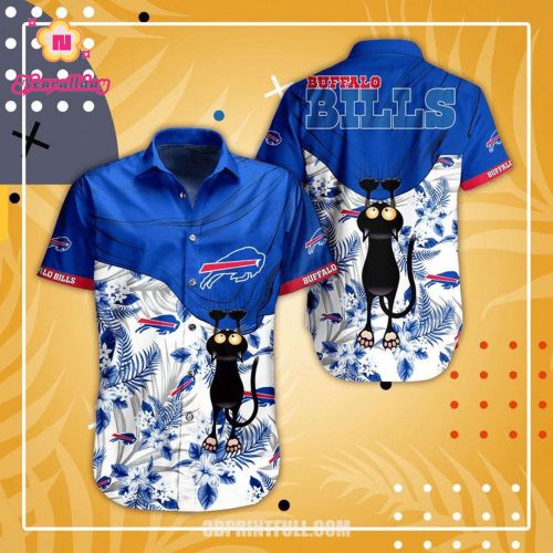 NFL Buffalo Bills Black Cat Royal Blue Hawaiian Shirt Men & Women Aloha Shirt
