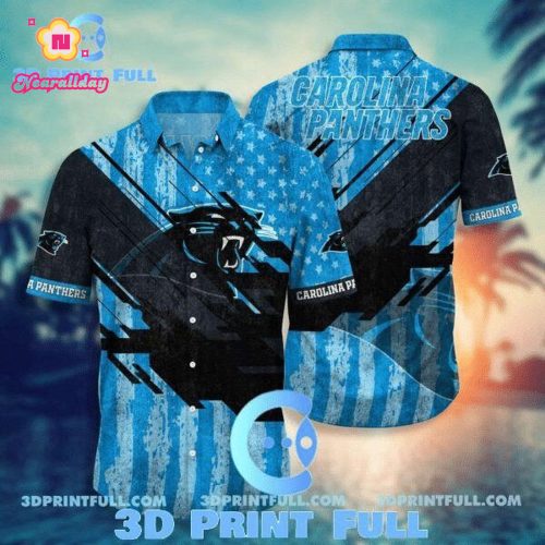 NFL Carolina Panthers Blue Black Hawaiian Shirt V2 Men & Women Aloha Shirt