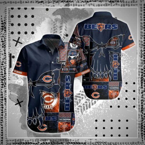 NFL Chicago Bears Hawaiian Style Shirt Short SKull All over print