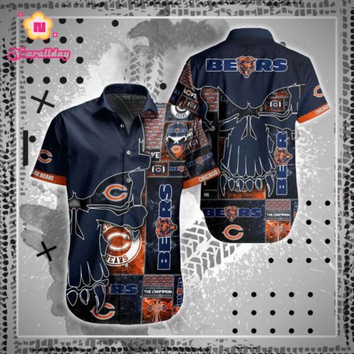 NFL Chicago Bears Hawaiian Style Shirt Short SKull All over print