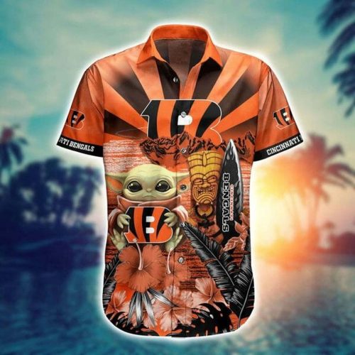 NFL Cincinnati Bengals Baby Yoda Orange Hawaiian Shirt Men & Women Aloha Shirt
