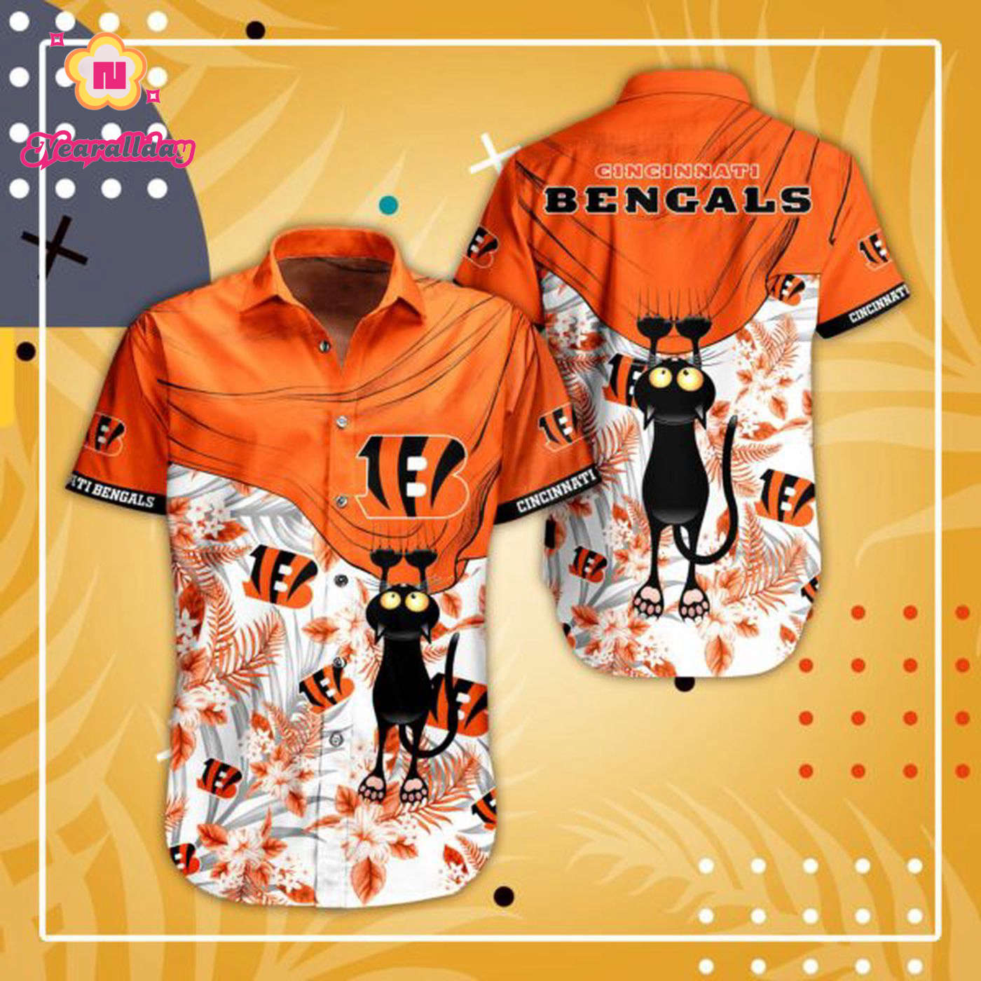 NFL Cincinnati Bengals Hawaiian Shirt Short For Fans 03 NFL Cincinnati Bengals Hawaiian Shirt Short For Fans 03