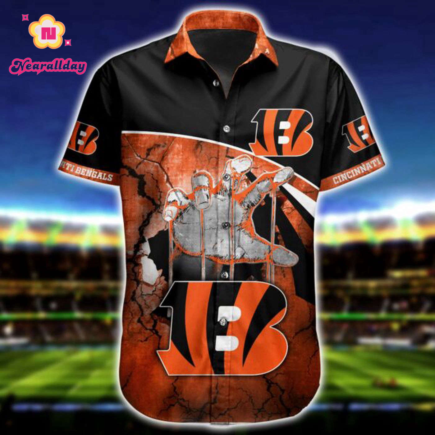 NFL Cincinnati Bengals Hawaiian Shirt Short For Fans 07 NFL Cincinnati Bengals Hawaiian Shirt Short For Fans 07