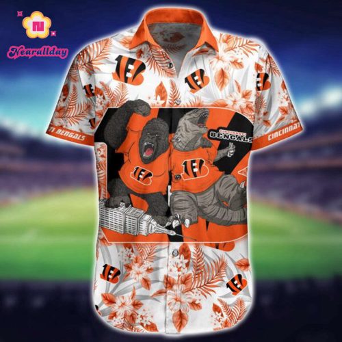 NFL Cincinnati Bengals Hawaiian Shirt Short Kingkong Godzilla