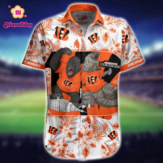 NFL Cincinnati Bengals Hawaiian Shirt Short Kingkong Godzilla