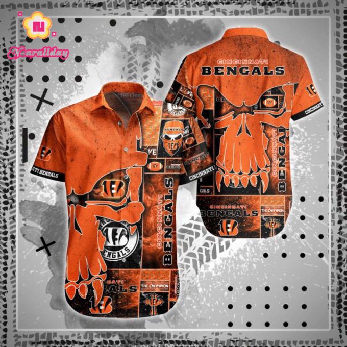 NFL Cincinnati Bengals Hawaiian Shirt Short Skull All over print