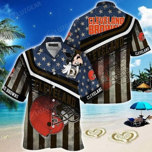 NFL Cleveland Browns American Flag Hawaiian Shirt Aloha Shirt