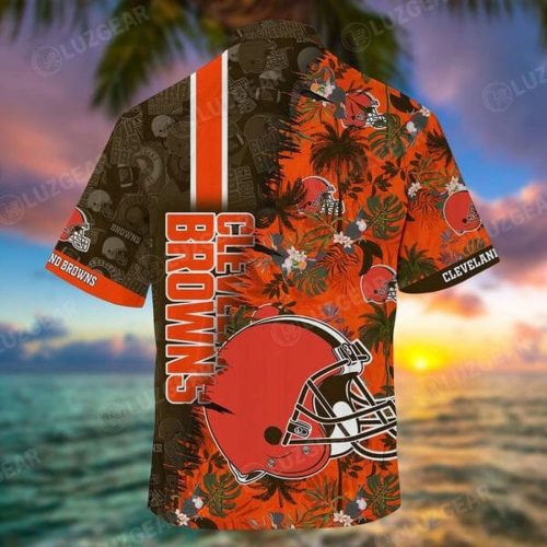 NFL Cleveland Browns Coconut Tree Orange Hawaiian Shirt Aloha Shirt