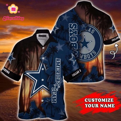 NFL Dallas Cowboys Custom Name Star In Coconut Forest Hawaiian Shirt Men & Women Aloha Shirt